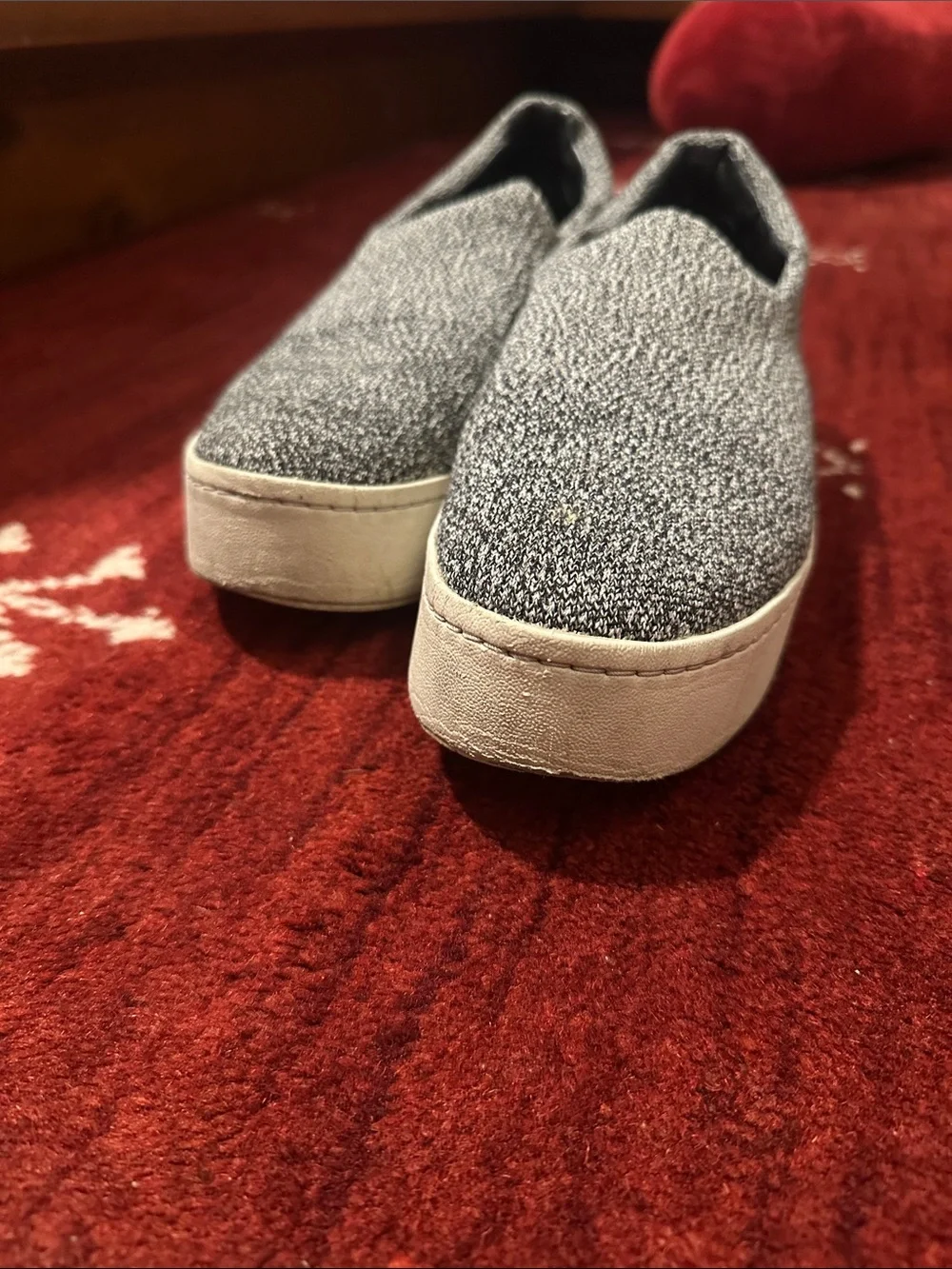 Vince Gray Knit Platform Slip-On Sneakers with White Sole